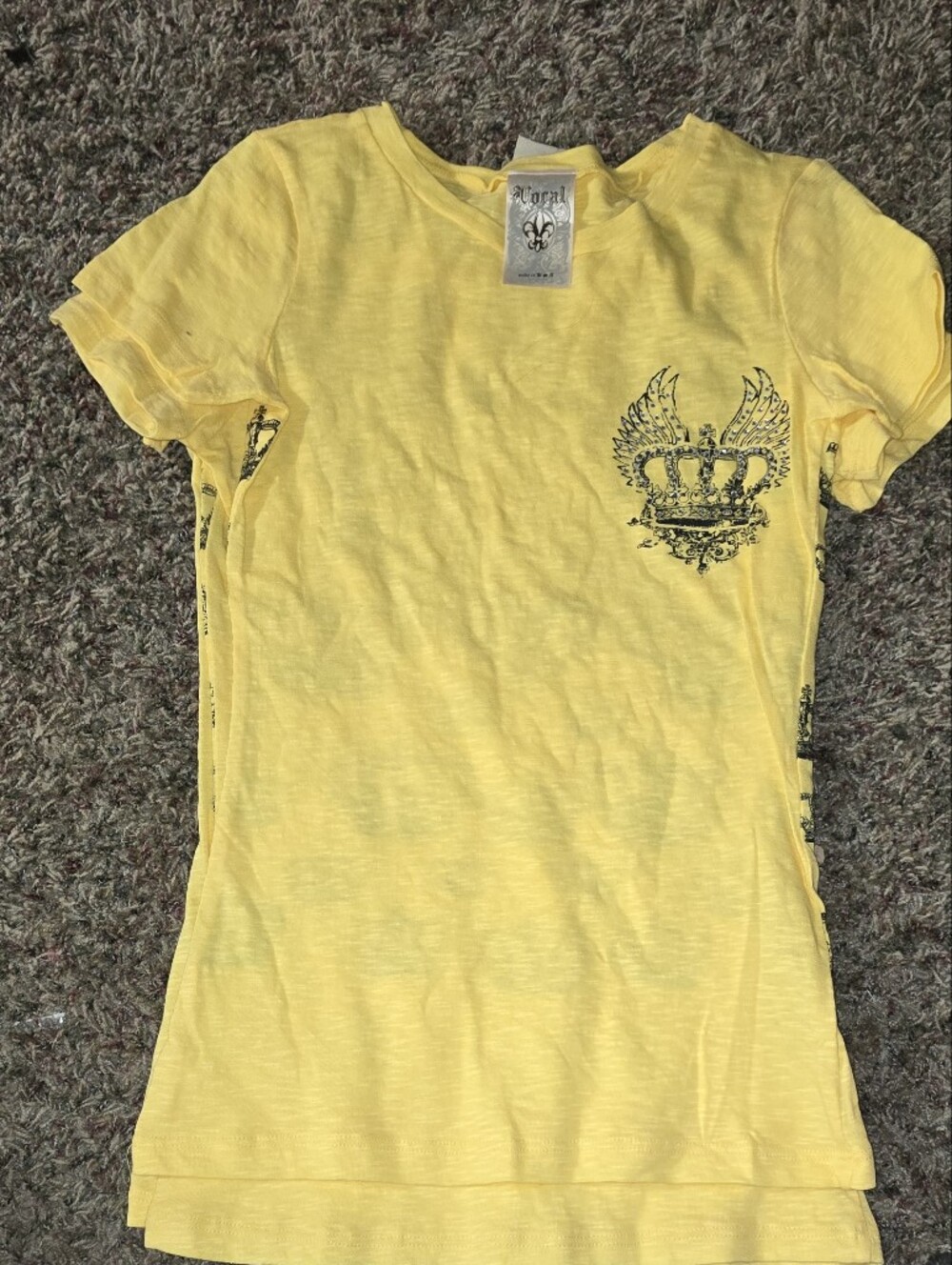 Vocal Yellow Graphic Tee with Crown Wing Detail